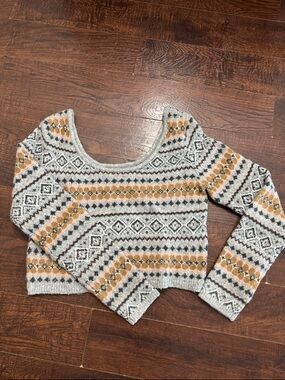 Cozy Gray & Mustard Patterned Women's Sweater